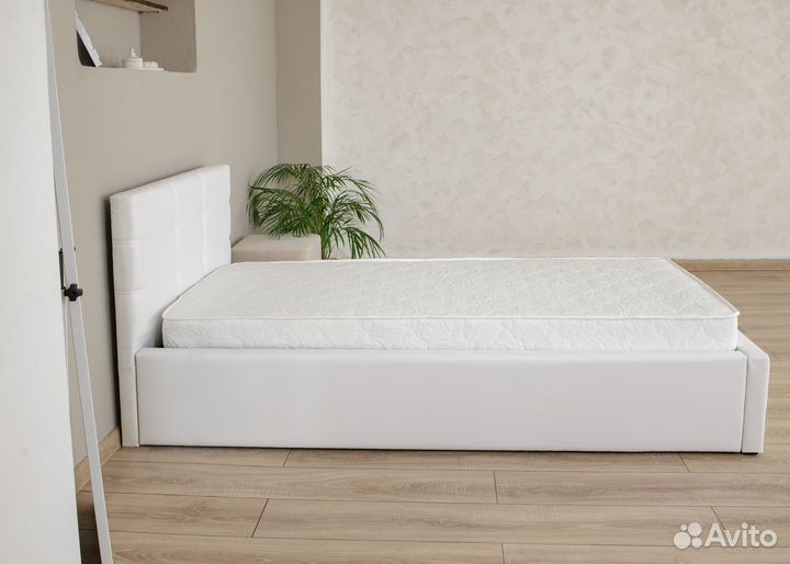 Кровать белая + матрас 90х200