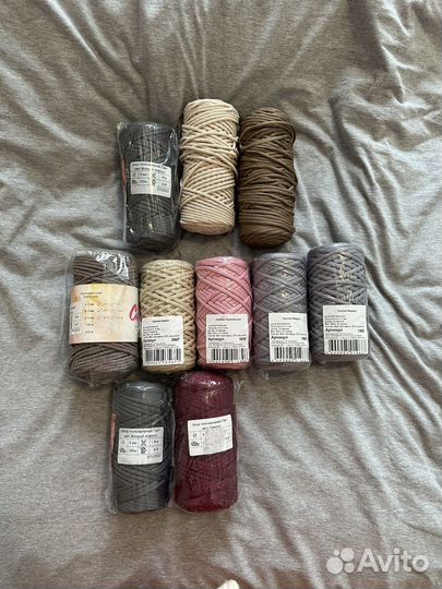 Полиэфирный и хлопковый шнур для вязания