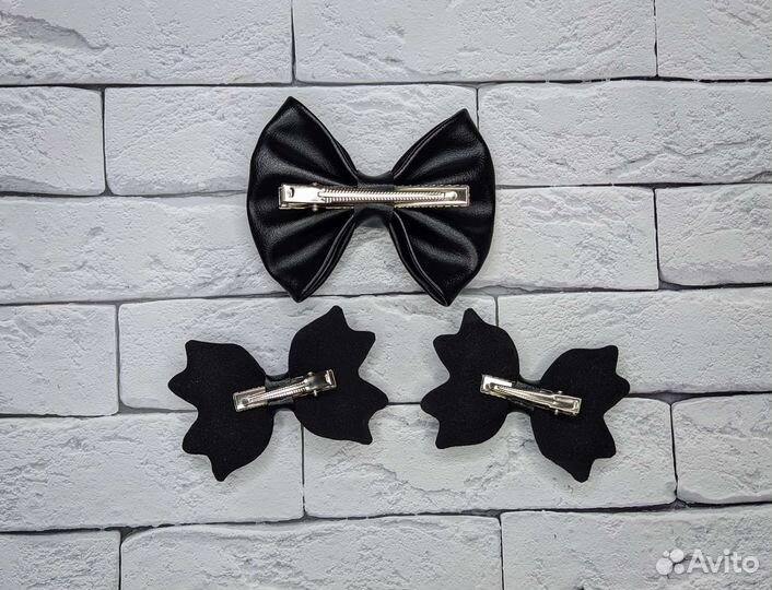 Набор банты заколки из экокожи ручной работы