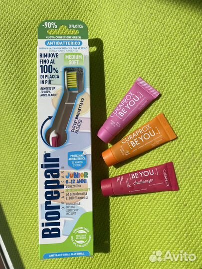 Детская зубная щетка и паста biorepair curaprox