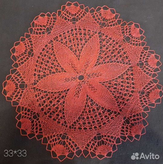 Ажурная вязаная салфетка спицами