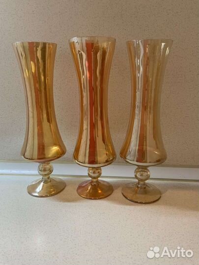 Вазы винтажные карнавальное бензиновое стекло