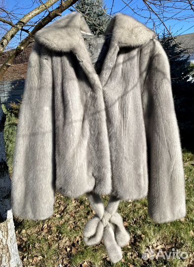 Шуба норковая серая с капюшоном 44 46