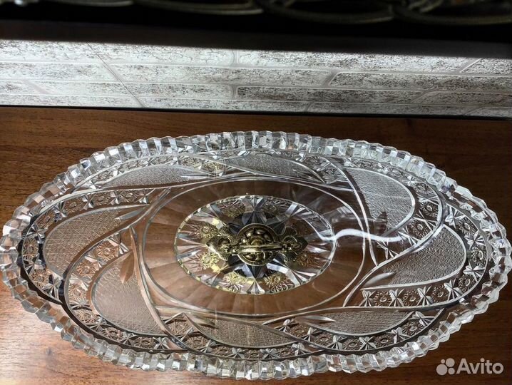 Ваза для фруктов Хрусталь латунь