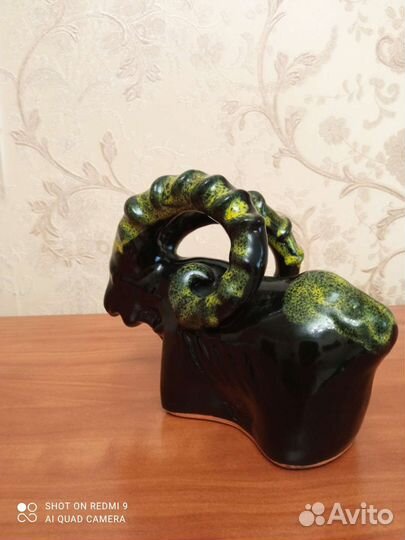 Статуэтка горный козел, керамика обливная, СССР