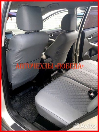 Чехлы Ssangyong Actyon из экокожи серые Ромб