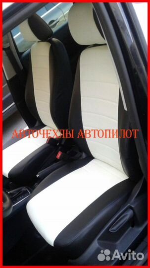 Чехлы Автопилот Skoda Yeti из экокожи чёрно-белые