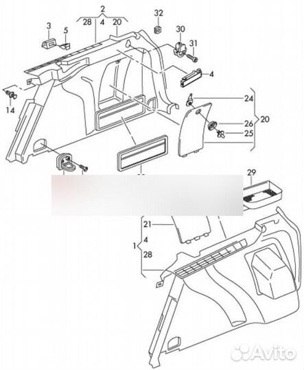 Кронштейн крепления багажа Golf 4 5 Passat B6