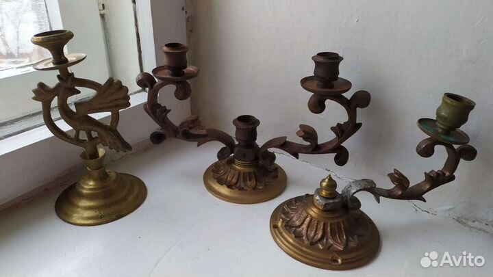 Подсвечники настенные, настольные Бронза