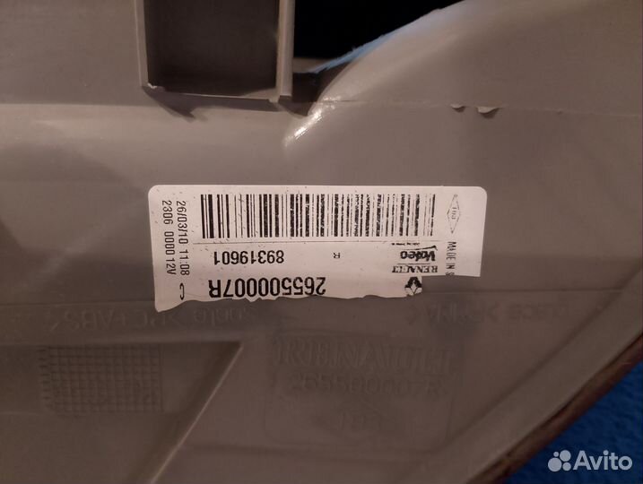 Фонарь задний правый renault megane 3
