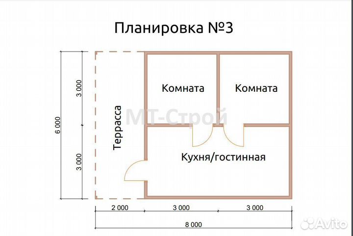 Дачный домик каркасный 8х6