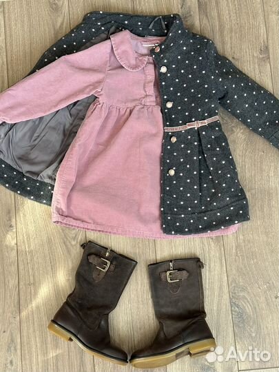 Комплект на девочку польто платье сапоги