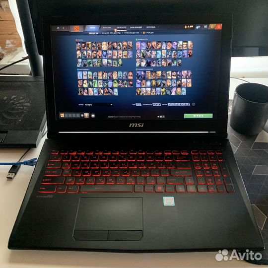Игровой ноутбук MSI, i7 7700HQ, 16гб, GTX 1050, M2