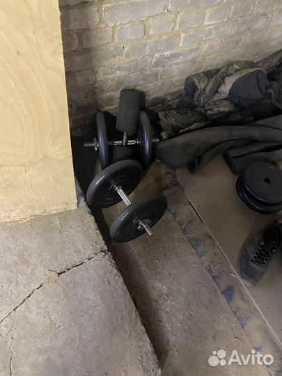 Скамья для жима со стойками и штангой бу