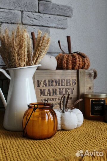 Тыквы вязаные и тканевые декоративные