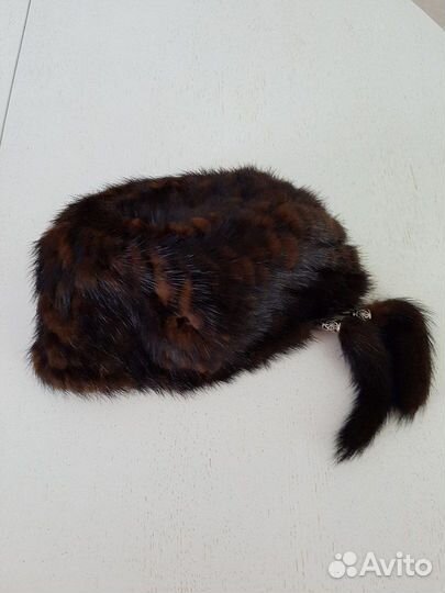 Женская норковая шапка, вязанная