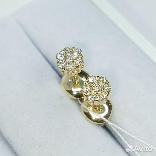 Золотые серьги Малинки с бриллиантами 0,182 Кт