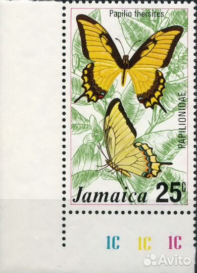 Марки Бабочки. Ямайка 1975 г