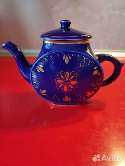 Лфз. Кобальт СССР чайные чашки, чайник фарфоровой