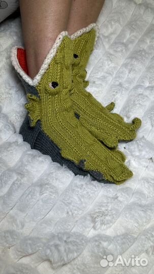 Вязаные звери носки звероноски