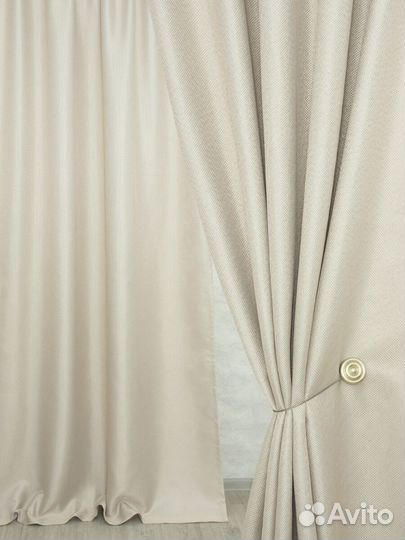 Плотные шторы бежевый