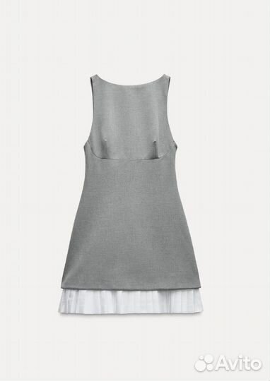 Zara NEW короткое платье с юбкой в складку из попл