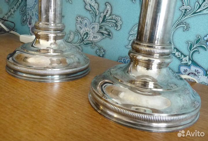 Пара старинных серебряных ламп. Италия