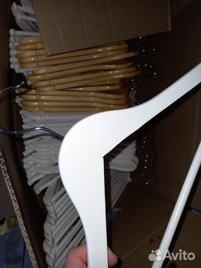 Плечики деревянные 45см белые вешалки