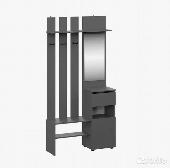 Вешалка с зеркалом Графит серый