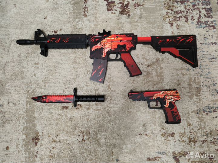 Деревянный автомат M4A4 Active Вой (резинкострел)