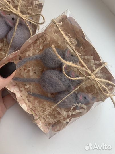 Мышка игрушка для кота, натуральная шерсть