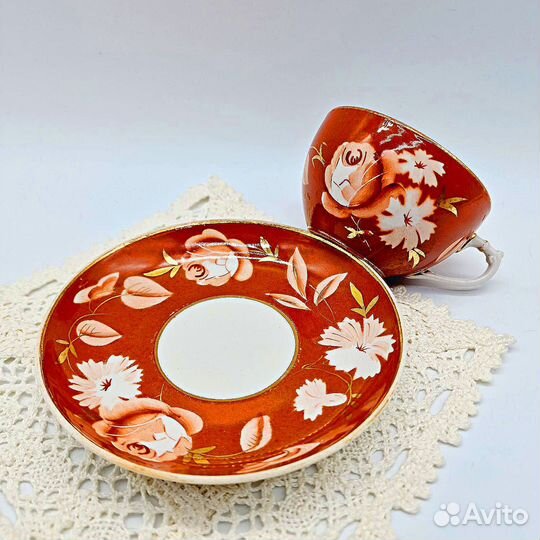 Чайная пара Дулево Терракотовая
