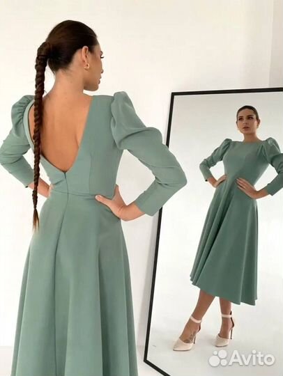 Платье оливковое вечернее 44 размер (Арт.59844)