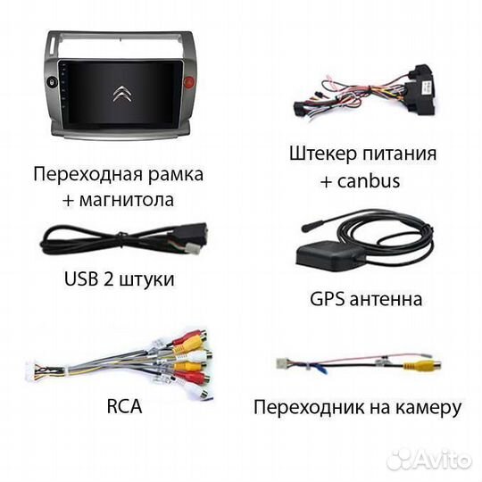 Магнитола Citroen C4 1/32GB Qled Android