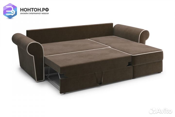 Диван угловой дельфин Прованс коричневый