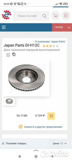 Тормозные диски передние Kia/ Hyundai