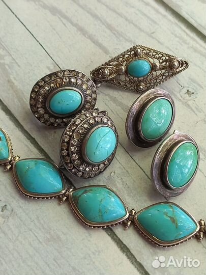 Серебряные серьги с бирюзой