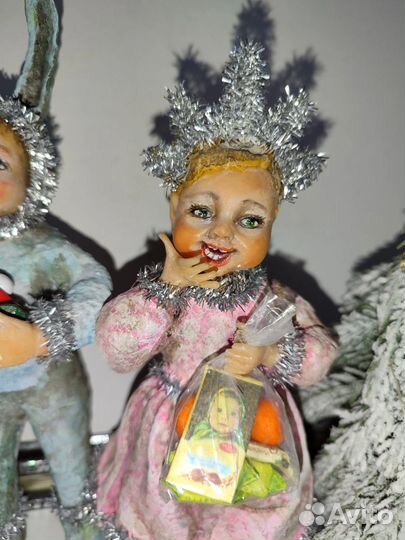 Ватные елочные игрушки СССР