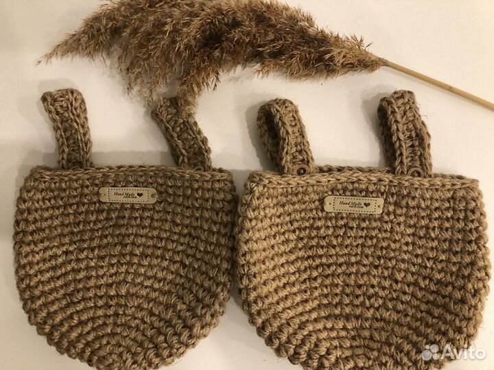 Подвесные органайзеры корзины из джута