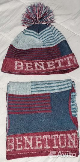 Шапка шарф комплект benetton бенетон(6-8 лет)