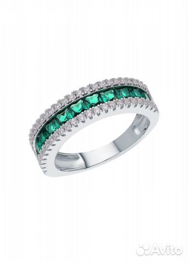 Серебряный комплект кольцо и серьги фианит