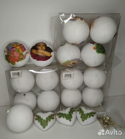 Новогодние игрушки, загрунтованные д/декора / 18шт