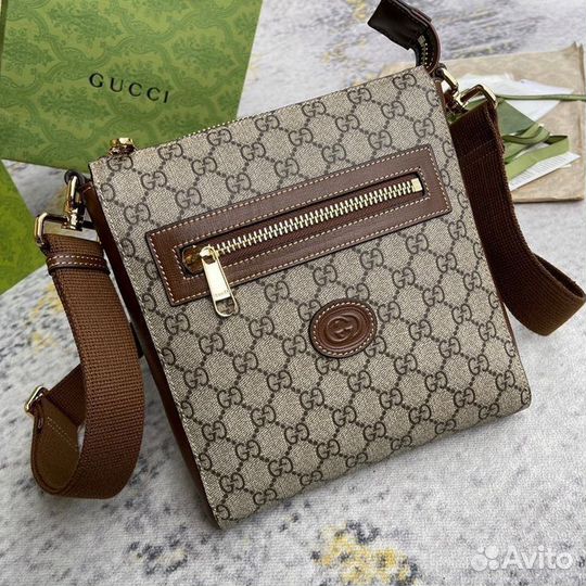 Мужская сумка мессенджер Gucci натуральная кожа