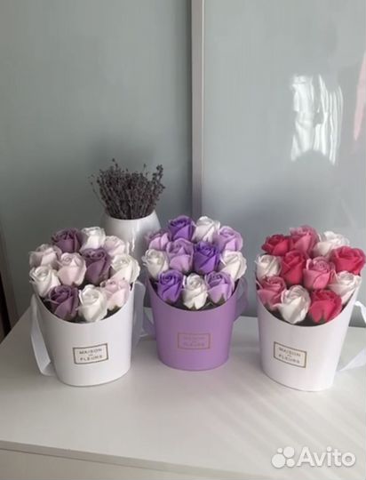 Букет мыльных роз на 8 Марта, цветы, пионы