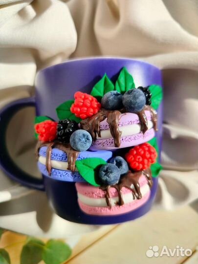 Кружка с декором, подарок, ручная работа