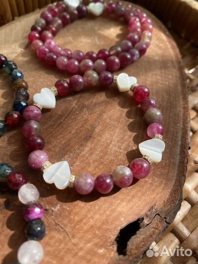 Детские браслеты арбузный кварц