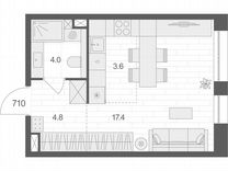 Квартира-студия, 29,8 м², 7/12 эт.