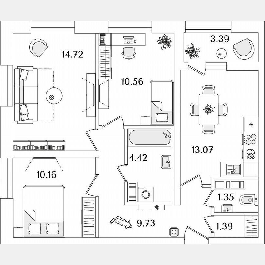 3-к. квартира, 67,1 м², 19/23 эт.