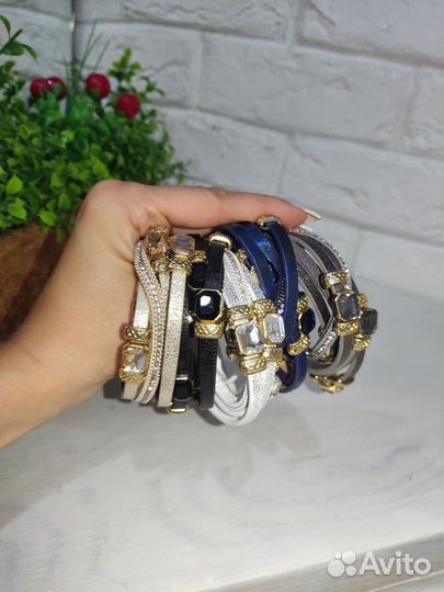 Новый браслет с камнями кожа