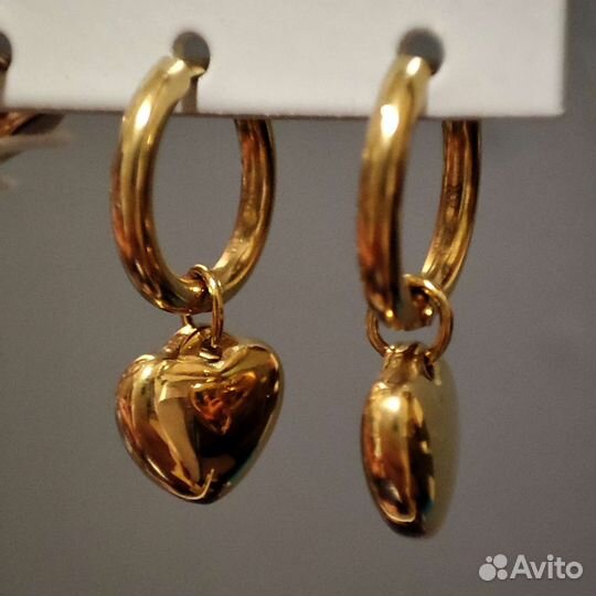 Серьги конго с сердечками